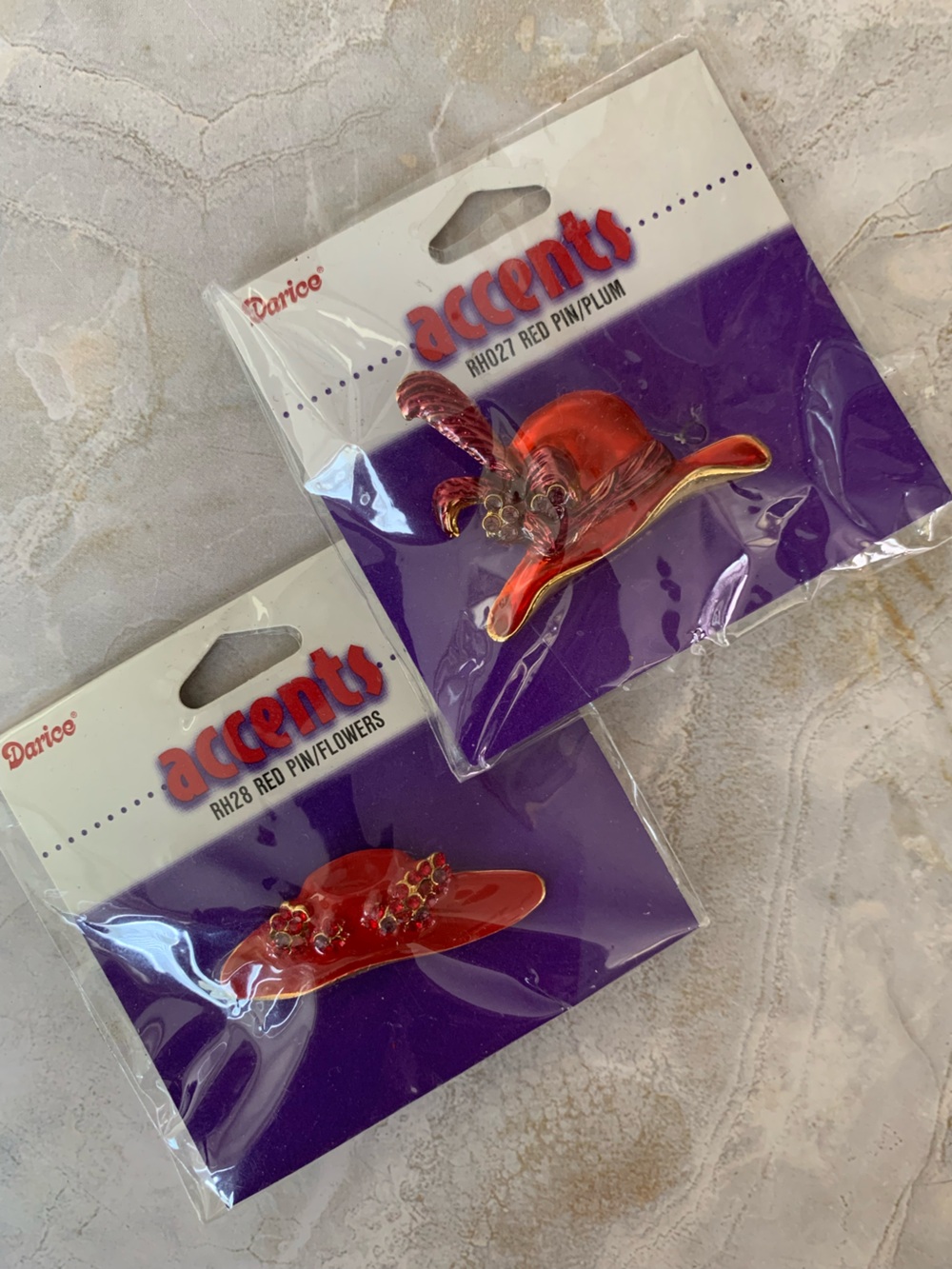 Red Hat Society Brooches Set of Two (2)